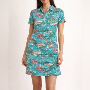 Kim Rogers Blue and Red Patterned Mini Dress